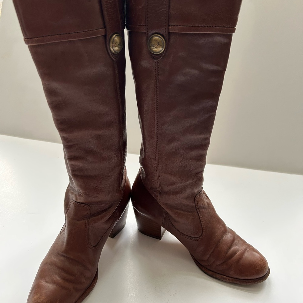 Coach Fayth Brown Leather Boots, Sz. 6.5
